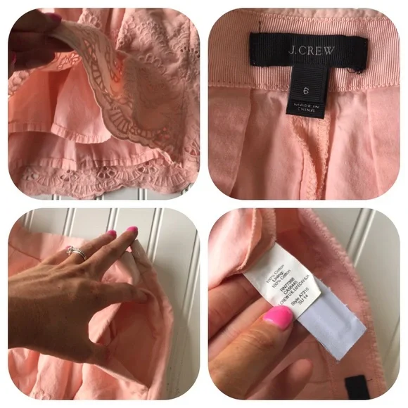 J. Crew eyelet shorts paper bag pink high waist pleated - Picture 8 of 9